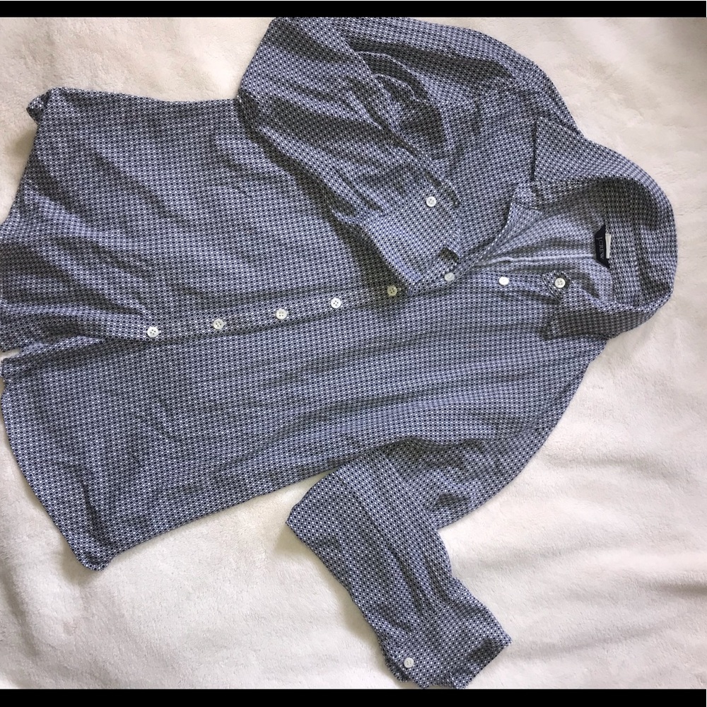 Jcrew Navy blue and White button up